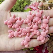 10pcs Mini Flocked Rabbit Set, Flocked Flocked Animal Beads, DIY Jewelry Pendant, Hair Clip Accessory, Handmade Christmas Gift, Holiday Supplies, Thanksgiving Gift, Ramadan And Easter Handmade Gift - Multicolor - View 6