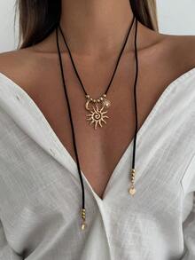 1 chiếc dây chuyền mặt dây hình trăng lưỡi liềm và hoa hướng dương phong cách Bohemian, dây chuyền nhung Hàn Quốc thanh lịch và sang trọng, đa năng cho sử dụng hàng ngày, lễ hội, tiệc tùng, quà tặng cho phụ nữ. - vòng cổ - Xem 6
