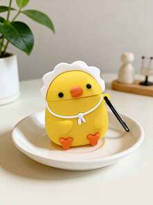 1个黄色硅胶可爱卡通小鸡耳机套，兼容苹果1/2代、Pro/3代 - 彩色 - 查看 1
