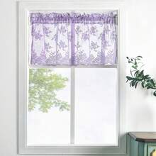 Lavender Floral Lace Sheer Valance, 52x18 Inch, Country Rustic Kitchen Window Curtain - Màu hoa oải hương hoặc tím nhạt - Xem 6