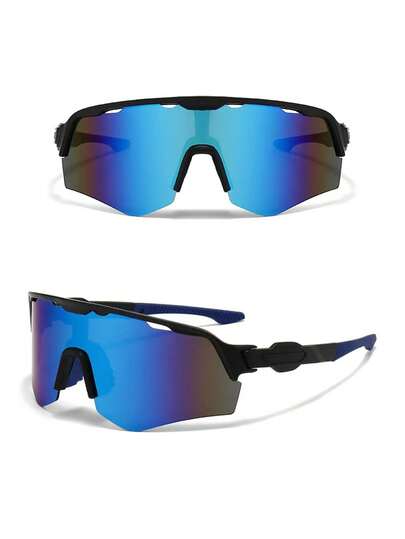 زوج من نظارات الدراجات للبالغين بعدسة بلاستيكية، نظارات دراجة، نظارات رياضية خارجية، نظارات إطار نصفي متكامل، نظارات للتنزه، نظارات للعطلات الشاطئية