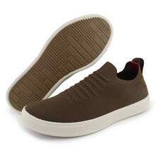 Tenis Knit Masculino Sapatenis Sapato + Palmilha Gel Confort - Café - Visão 6