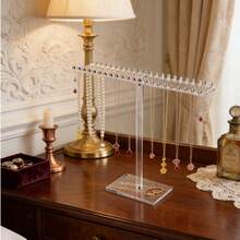 1. 1PC Clear Acrylic Hanging Rotatable Jewelry Organizer For Necklace Ring Earring Bracelet Vanity Bedroom Sturdy - Clear - View 3