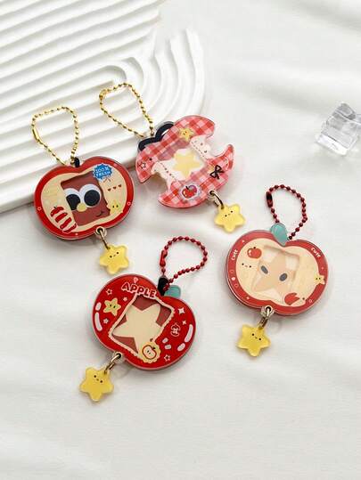 1个带钥匙扣的滑动式相框收纳袋，亚克力材质，可装1英寸偶像照片，适合作为礼物赠送