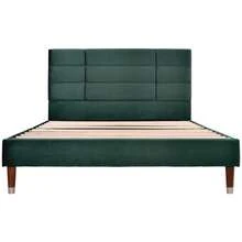 Upholstered Bed, Double Bed With Slatted Base, 140x200cm Upholstered Bed Frame With Headboard, In Dark Green Velvet, For Adults And Teenagers (With Spring Mattress) - Dark Green - View 4