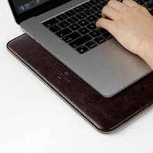 Laptop Sleeve 14 Inch Precisely Compatible With MacBook Pro M5 M4 M3 M2 M1 Pro/Max 2025, Faux Leather Cover Case 14 In, Dark Brown - DarkBrown - View 6