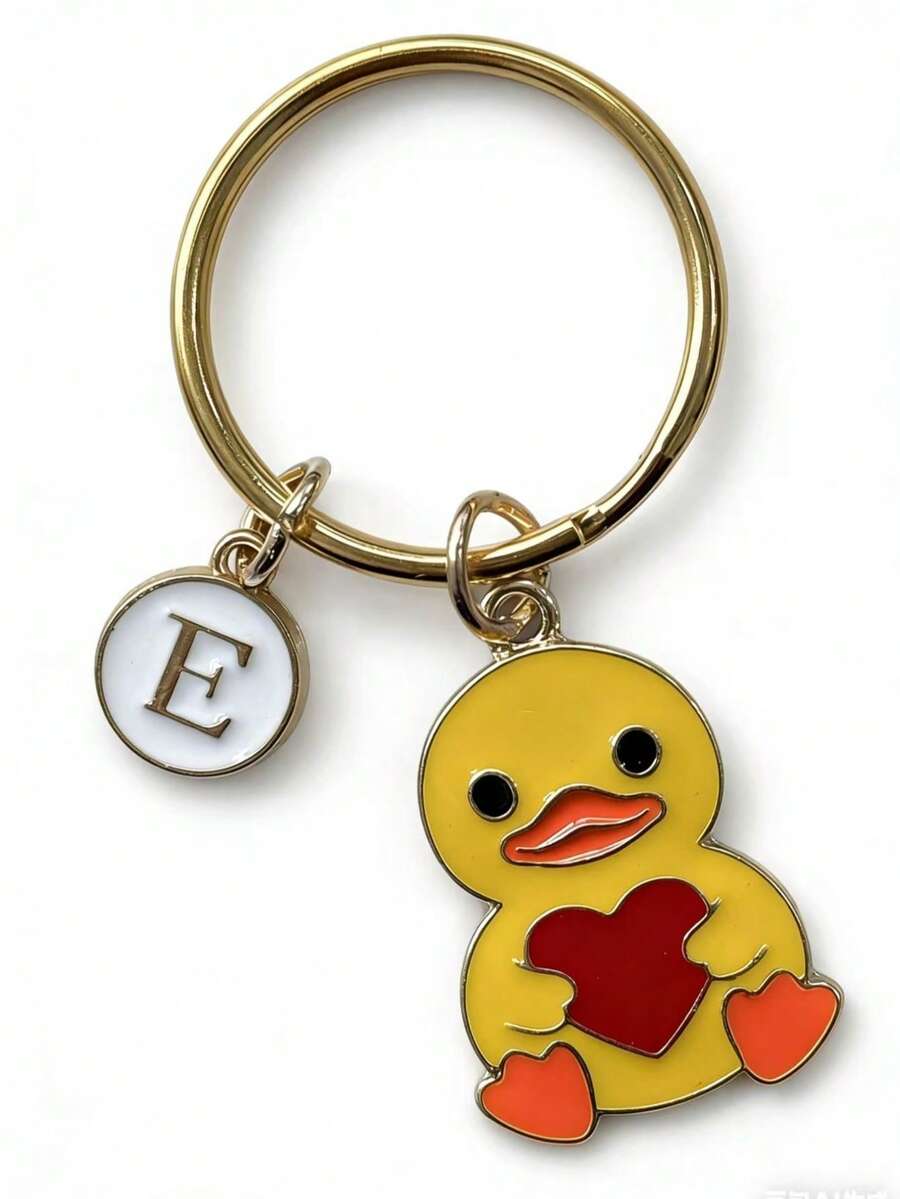Llavero con forma de pato amarillo en forma de corazón, llavero personalizado de pato, regalo para niños, llavero del Día de San Valentín, regalo de regreso a la escuela - Pato de corazón amarillo - Ver 1