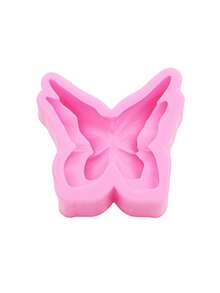 1pc Pink Liquid Silicone Material Silicone Mold, Double-Layer Butterfly Silicone Mold, Flower & Butterfly Clay Mold For Making Candles, Fridge Magnets, DIY Plaster, Fragrance Diffusers, Car Vent Clip Diffusers - Butterfly - View 4