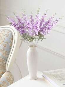 1/2/4支装 - 33.5英寸 - 白色满天星仿真花，翠雀花丝绸花，长茎风信子仿真花，质感逼真，适用于婚礼、家居、户外派对花艺布置、桌面装饰、花园、酒店、酒吧、厨房、壁炉花瓶装饰、秋季派对用品、DIY拱形花环装饰、女孩礼物 - 淺紫色 - 查看 5