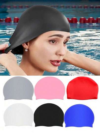 1pc All-Season Silicone Swimming Cap, Waterproof & Warm, Suitable For Indoor/Outdoor Swimming Pool, Beach Swimming, Silicone Swimming Cap Waterproof, Anti-Slip, Comfortable Elastic, Unisex Swimming Gear, Beach Essential, Swimming Accessories