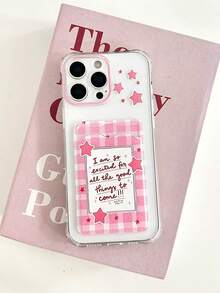 Plaid Star Painted Transparent Card Holder Soft Silicone Full Coverage Protective Phone Case Compatible With IPhone/ Galaxy / / - Multicolor - View 3