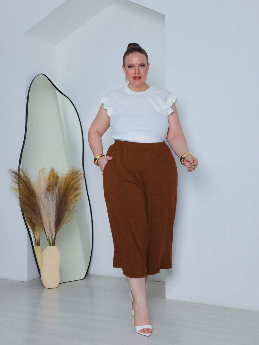 Women's Plus Size Pantacourt Style Casual Pants, Super Cool And Comfortable, Sizes G1 To G6 - Rỉ Nâu - Xem 1