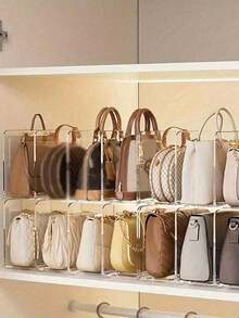 Bolsa de almacenamiento transparente para armario, estantería desmontable para armario, organizador práctico tipo divisor de libros, adecuado para armario, baño, oficina, estantería en forma de L, organizador de espacio para el hogar, dormitorio, oficina - Ver 2