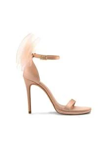 Women High Stiletto Heeled Sandals Open Toe Adjustable Bow Strap Pump Heeled Sandals Wedding Bridal Party Prom Dress Shoes - Màu be - Xem 2