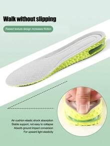1 par de plantillas invisibles con cojín de aire para aumentar la altura de los hombres, con absorción de impactos, no colapsables, con protección de rebote de longitud completa para los pies - Verde - 1,5 cm - Ver 2