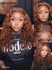 MEGALOOK 13x6 Extra Large Mesh Deep Brown Wavy Wig With Highlights - Transparent Lace Frontal Pre-Cut For Beginners, Three-Go™ Bright Color Dye, 180% Density, 18-26 Inches - No Glue Needed, Natural For Daily, Halloween, Party, Y2K, Holiday, Wedding, School, Christmas, Ladies - S4/30 - View 2