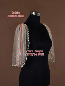 2pcs Sparkling Glitter Shawl, Women's Party Dress Arm Cover, Bridal Wedding Shawl, With Safety Pin & Beaded Short Sleeve - Shawl - View 12