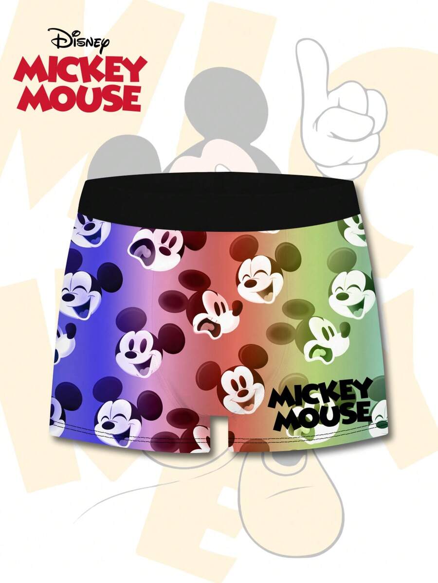 Disney Quần boxer nam in họa tiết 3D chuyển màu, đồ lót thiết yếu cho mặc hàng ngày và mặc ở nhà, thiết kế thời trang.
