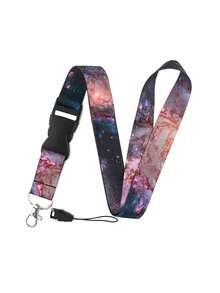 1個 ABS 星星閃粉圖案超長掛繩，便攜式扣環設計，適用於校園卡、身分證卡存放、公車卡、明星相片卡套、防丟鑰匙圈、包包掛飾 - C-多色 - 查看 6