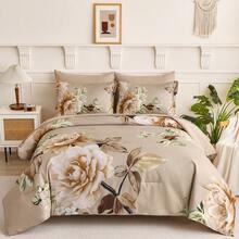 Dark Purple Floral Comforter Queen Size 7 Pieces Bedding Sets Queen Bed In A Bag, Botanical Floral Comforter With Sheet Set, Soft Microfiber Bedding Set For All Season(90"X90") Home Decor Room Decor Bedroom Decor Bed Comforter Set Mothers Day Gift Wedding Decorations. - Hoa tím đậm - Xem 6