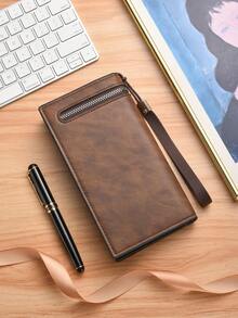 SHABILI New Fashion Business Casual Men's Clutch Bag, Large Capacity Multi-Card Slots Wallet, PU Leather Big Bill Compartment - Coffee - View 12