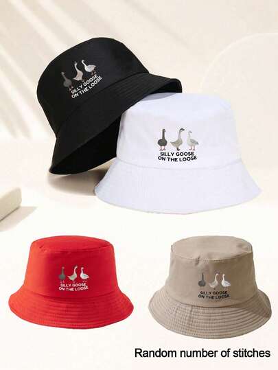 1 Or 2 Pcs Couple Solid Color Hats Printed With Chinese "Silly Goose" Text, Suitable For Outdoor Travel, Beach Vacation, Campus Outfit, Fishing & Camping. Also Essential For Cruise Travel, Holiday & Daily Fashion Matching, Ideal Gift For Valentine's Day Or Other Festivals.