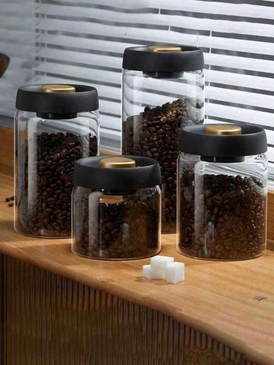 1个高硼硅酸盐耐热玻璃储物罐，真空密封储物罐，厨房防潮保鲜罐 - 彩色 - 查看 1