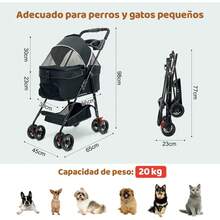 Carriola Para Perros Cochecito Plegable Para Cachorro Carro Desmontable Para Mscotas Carriola Con Cesta Extraíble Cochecito Con 4 Ruedas 360°De Viaje Para Perro Pequeño Mediano Transpirable Carrito Plegable De Aleación De Aluminio Para Mascota Ligera Carreola Plegable Resistente Mascotas Para Perros Y Gatos - Negro - Ver 3