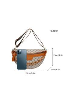 2pcs Set Embossed Waist Bag & Chest Bag, Fashion Chinese Style Handbags, Large Capacity - Grey - View 7