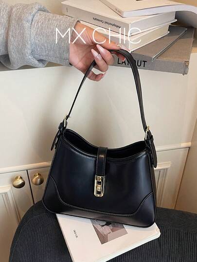 Retro söt cool bikerchic armhålsväska nischstrukturerad halvmåneväska metallögla axelväska crossbody-väska, mångsidig pendlarväska för kvinnor för alla årstider