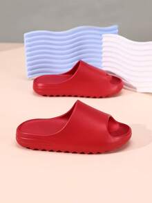 Simple, Cute, Casual, Non-Slip, Wear-Resistant, Lightweight, Comfortable, And Versatile Children's Flat Slippers For Boys And Girls - Red - View 2