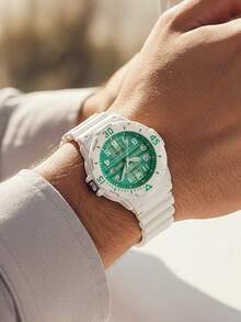 Casio 男女通用石英表，橡胶表带，圆形表盘，适合休闲、运动、户外、街头服饰等场合。 - Teal - 查看 5