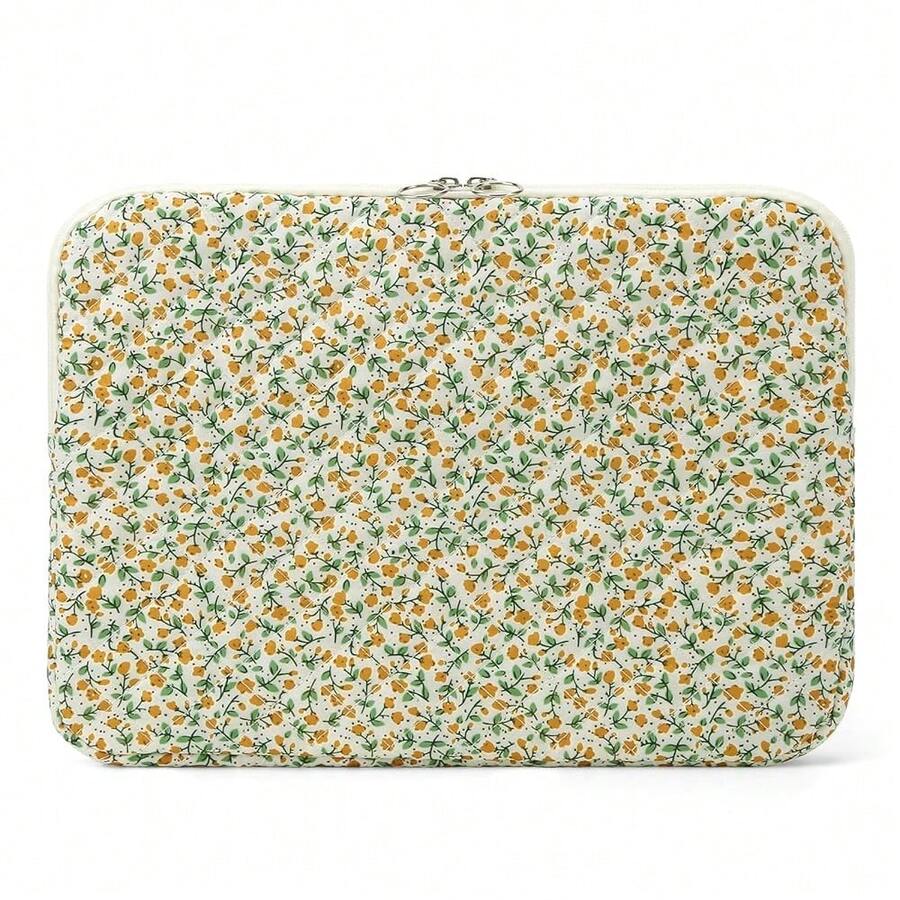 Puffy Laptop Sleeve 13-15.6 Inch Cute Quilted Laptop Protective Case Padded Floral Computer Sleeve For MacBook (B-Yellow, 13 Inch) - B-黃色 - 查看 1