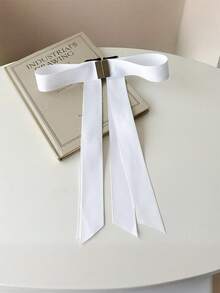 1个女士新款磁性蝴蝶结发夹，甜美优雅公主风蝴蝶结发爪，可拆卸丝带蝴蝶结小发夹，适合日常或约会佩戴，节日必备发饰 - 白色 - 查看 8