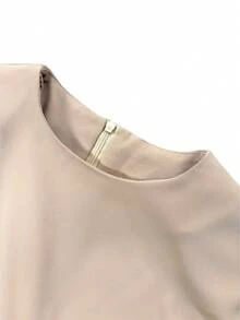 Beige Asymmetric Cape Sleeve Top | Minimalist Loose Fit Blouse For Office & Brunch - Apricot - View 11
