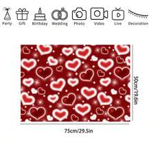1pc Romantic Anniversary Photoshoot Backdrop, Red & Pink Heart Themed Romantic Love Background, "I Love You" Party Banner Decor For Valentine's Day, Mother's Day, Studio Props, Size: 82.7*59.1/59.1*39.4/39.4*29.5 Inches - Multicolor - View 17