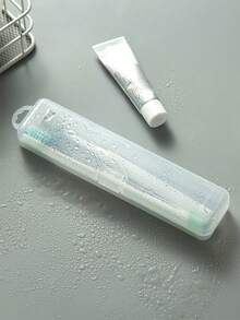 Transparent Toothbrush & Toothpaste Storage Box With Buckle Design And Drainage Function, Convenient For Travel, Desktop Storage Box, Jewelry Box, Dust-Proof Travel Storage Box, Flip-Top Design For Easy Access And Organization, Makeup Brush Holder, Toothbrush Holder, Suitable For Lipstick, Makeup Brushes, Etc. - Multicolor - View 8