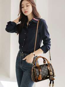 Fashionable New Design Elegant Handbag, High-Quality Minimalist Retro Rabbit Decor Shoulder Crossbody Tote Bag - Coffee - View 6