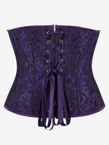 Áo corset cổ điển bằng vải jacquard dành cho nữ, đai nịt eo, đồ định hình vóc dáng, thích hợp cho lễ Halloween. - Màu tím - Xem 4