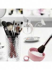 1pc Solid Silicone Makeup Brush Cleaning Bowl, Silicone Makeup Brush Cleaning Mat, Suitable For Cleaning Eyebrow Brush, Blush Brush, Powder Brush, Eyeshadow Brush - A - View 2