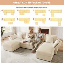 Sofa Bed Set - Beige + Corduroy + 6 Seat - View 8