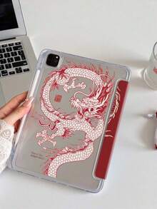 11-Inch Red Dragon Totem Tablet Protective Case, Suitable For Air M3 2025/M2 2024, Air 5th Gen 2022, (A16) 11-Inch 11th Gen 2025, Galaxy Tab, Kindle Paperwhite 12th Gen 2024. Transparent Back With Fashionable Pattern, Auto Sleep/Wake Function, Air Cushion Protection, Suitable For Gifts And Office Use. - 彩色 - 查看 2