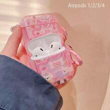 Pink Cartoon Protective Case Suitable Compatible With Apple Wireless Earphone Case, Scratch-Resistant And Shockproof - Clear - View 5