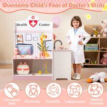 Kids Doctor Play Set W/Faucet Sink ECG Monitor Body Parts Diagram Clock - Pink - View 9