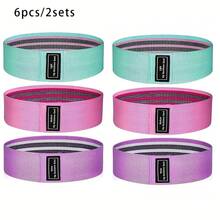 Upgraded Non-Slip Yoga Resistance Bands, Suitable For Stretching, Strength Training, Squats, Lunges And Core Workouts, Available In Pink, Purple And Green, Ideal For Home Gym And Travel Use, Yoga Mat, Waist Trainer, Cheer - Multicolor - View 6