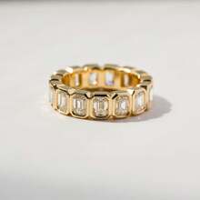 1pc Gold Tone Baguette CZ Paved Chain Link Eternity Band Ring Daily Party Jewelry - Women's Ring - View 7