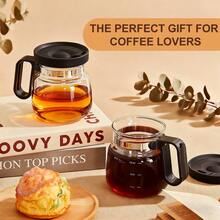 16 Oz Ounces Coffee Glass Pot Tea Cup Mug Collectible  (CoffeePot),With Spill Proof Lid Heatproof Glass Mug Large Capacity Ideal Gift For Coffee Lovers (1pcs) - 黑色瓶蓋 - 查看 11