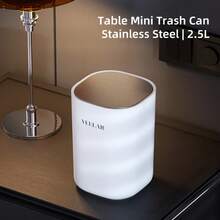 VEELAR 2.5L Stainless Steel Desktop Trash Can, Suitable For Vanity, Desk And Living Room, Flip-Top Design With 20 Trash Bags Included - B - View 2