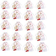 30pcs(10sets),60pcs(20sets) Cherry Keychain Party Favors,Including Cherry Keychain, Thank You Cards Ang Organza Tags, Cherry On Top Party Decorations Cherries Keyring Red Fruit Gifts For Birthday Baptism Wedding Guests - Multicolor - View 16