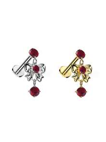 1pc Cute Bowknot Dangle Cartilage Ear Stud, 316 Stainless Steel Flat Base, Internal Thread Body Piercing Jewelry, Gift For Party & Daily Wear Valentines - Bow - View 8